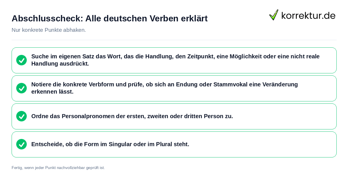 Abschlusscheck: Alle deutschen Verben erklärt Konkreter Abschlusscheck zu Alle deutschen Verben erklärt