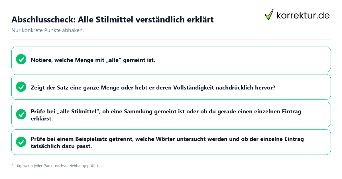Konkreter Abschlusscheck zu Alle Stilmittel verständlich erklärt
