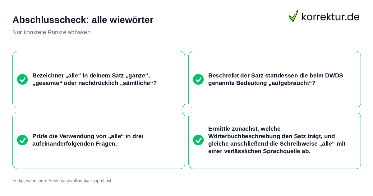 Abschlusscheck: alle wiewörter Konkreter Abschlusscheck zu alle wiewörter
