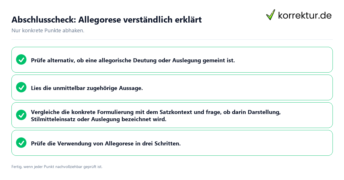 Konkreter Abschlusscheck zu Allegorese verständlich erklärt