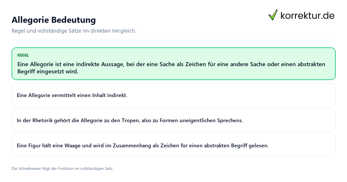 Allegorie Bedeutung Konkrete Regel und vollständige Beispielsätze zu Allegorie Bedeutung