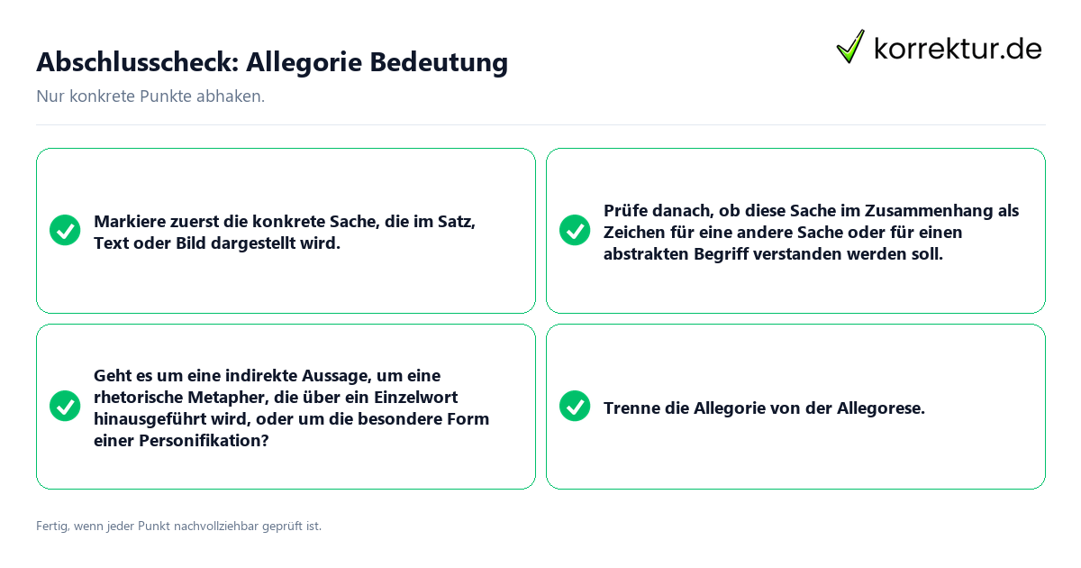 Abschlusscheck: Allegorie Bedeutung Konkreter Abschlusscheck zu Allegorie Bedeutung