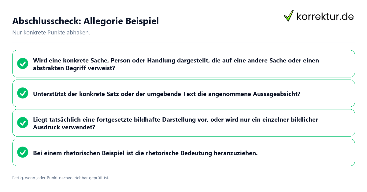 Konkreter Abschlusscheck zu Allegorie Beispiel