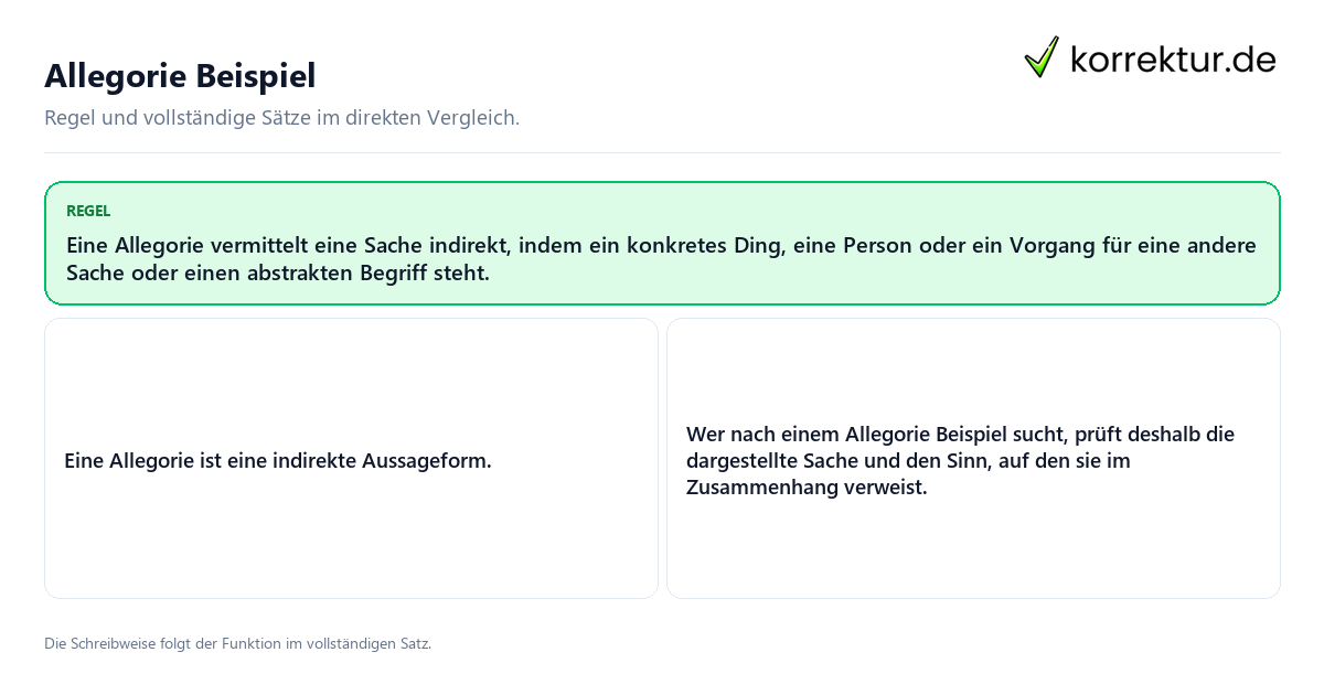 Konkrete Regel und vollständige Beispielsätze zu Allegorie Beispiel
