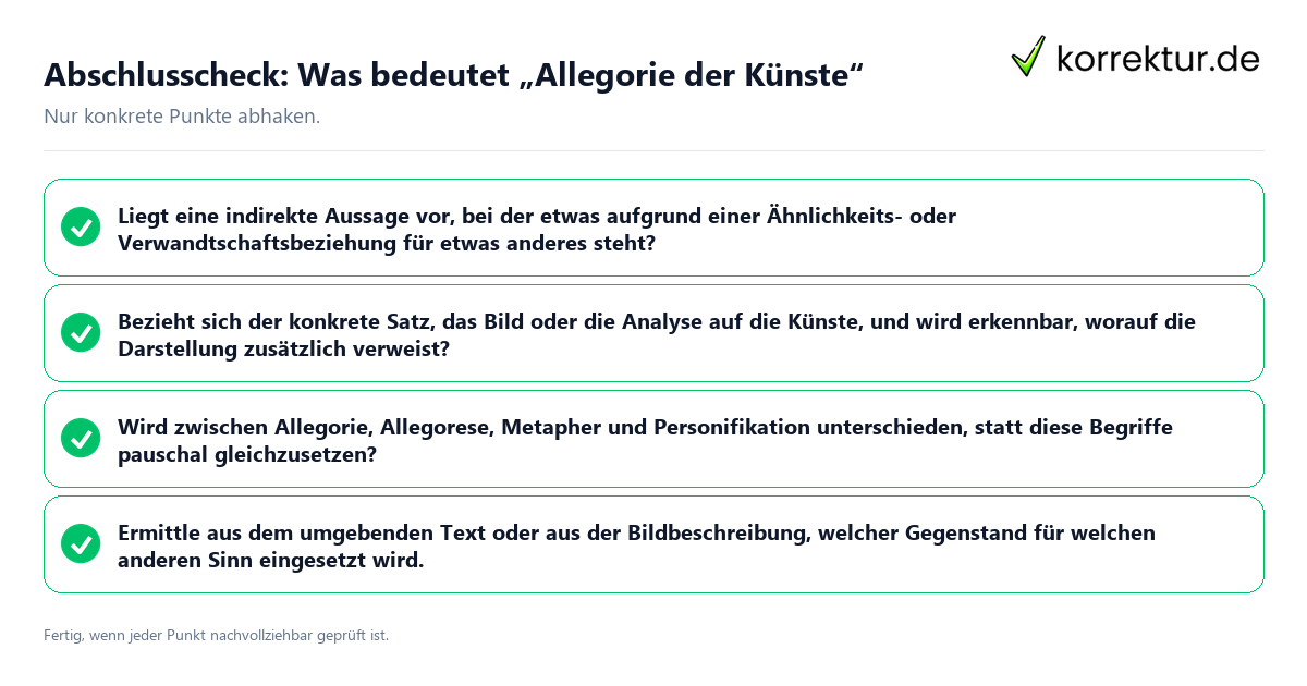 Abschlusscheck: Was bedeutet „Allegorie der Künste“ Konkreter Abschlusscheck zu Was bedeutet „Allegorie der Künste“