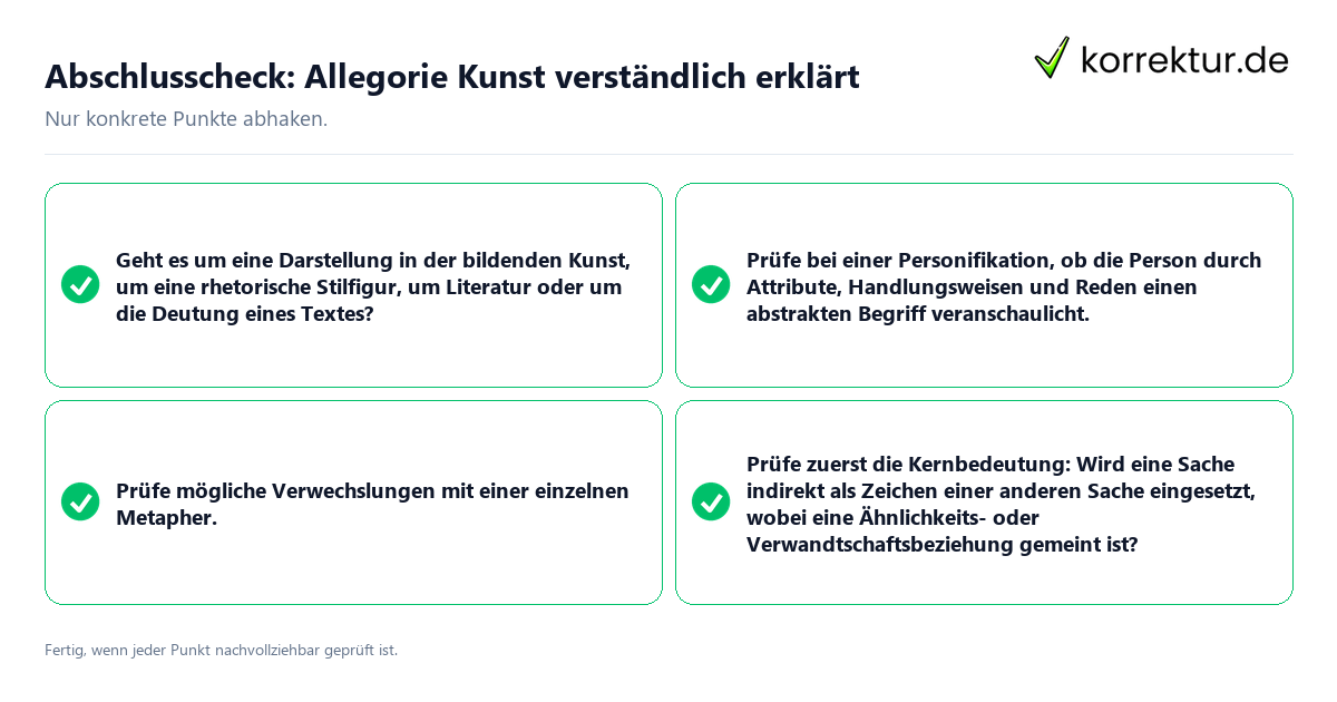 Konkreter Abschlusscheck zu Allegorie Kunst verständlich erklärt