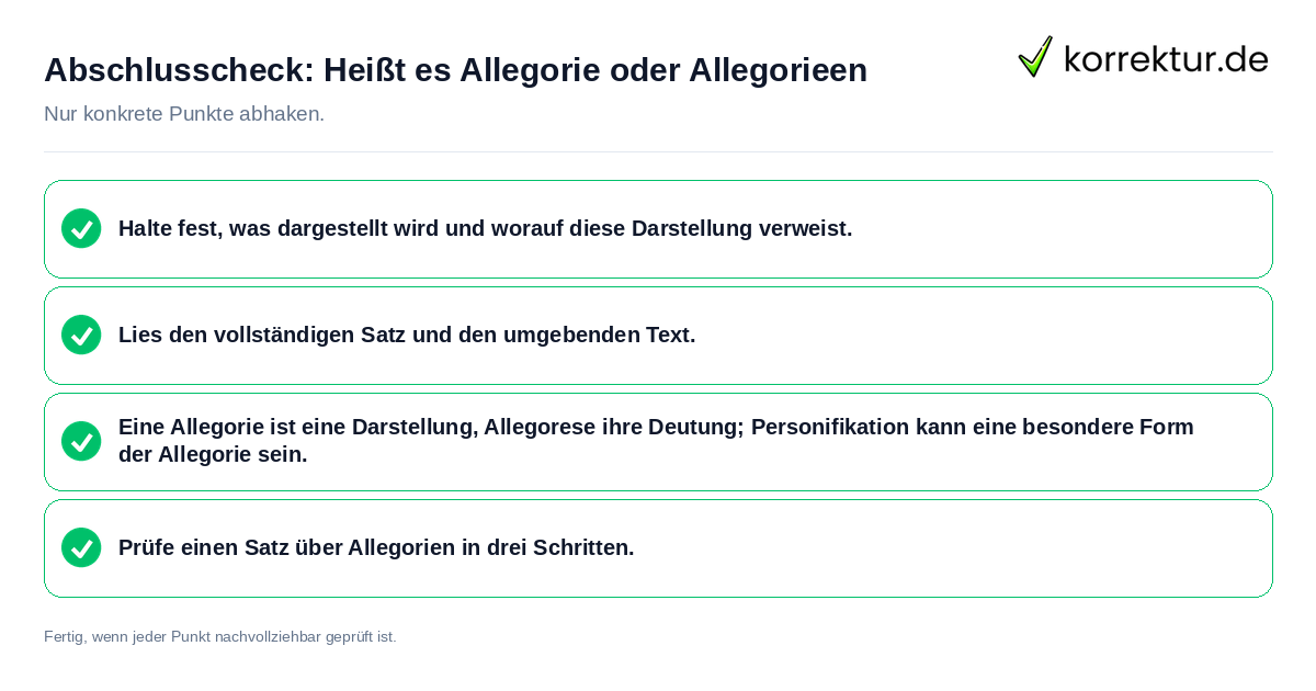 Konkreter Abschlusscheck zu Heißt es Allegorie oder Allegorieen