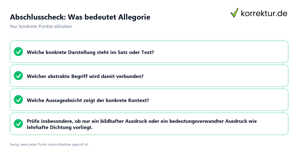 Abschlusscheck: Was bedeutet Allegorie Konkreter Abschlusscheck zu Was bedeutet Allegorie