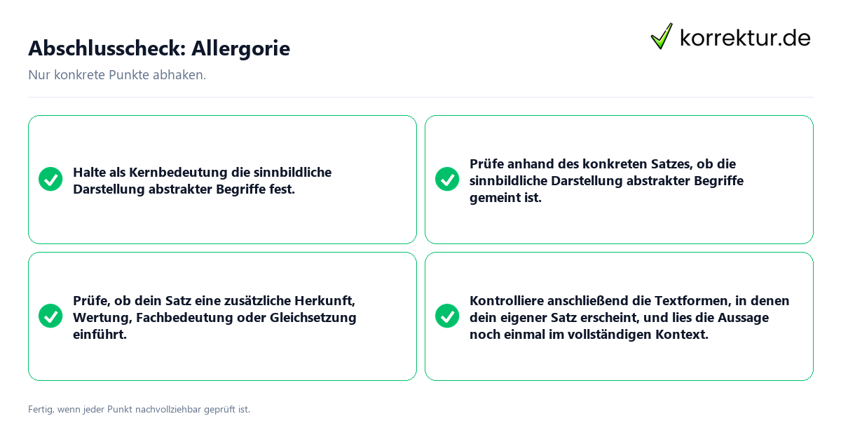 Konkreter Abschlusscheck zu Allergorie