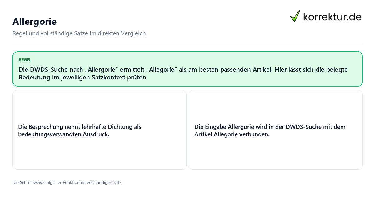 Konkrete Regel und vollständige Beispielsätze zu Allergorie
