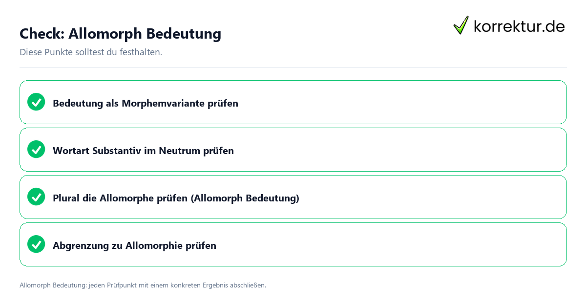 Allomorph Bedeutung mit einer themenspezifischen Checkliste