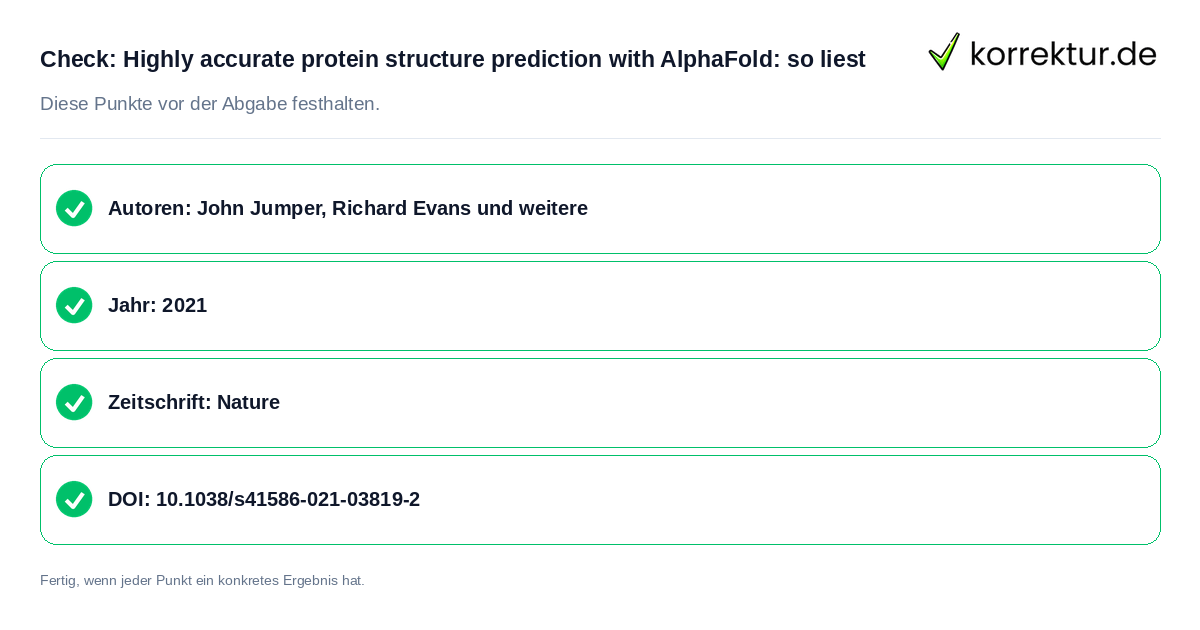 Check: Highly accurate protein structure prediction with AlphaFold: so liest Highly accurate protein structure prediction with AlphaFold: so liest : Prüfliste mit vier Punkten