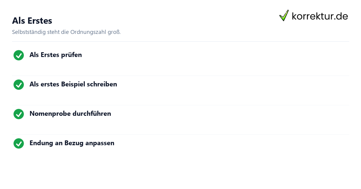 Als Erstes Großschreibung