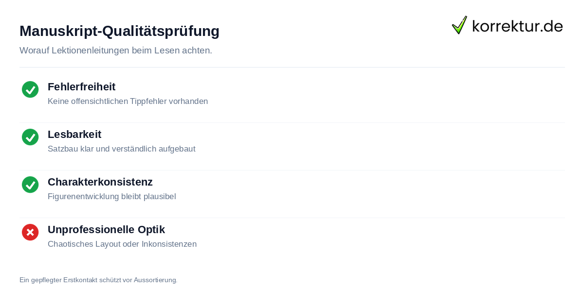Checkliste für sauberes Manuskript bei neuen Autorinnen
