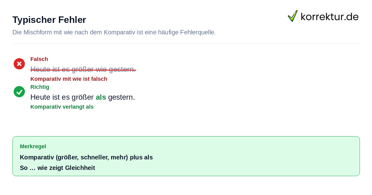 Als oder wie: Fehlerkorrektur bei größer wie statt größer als