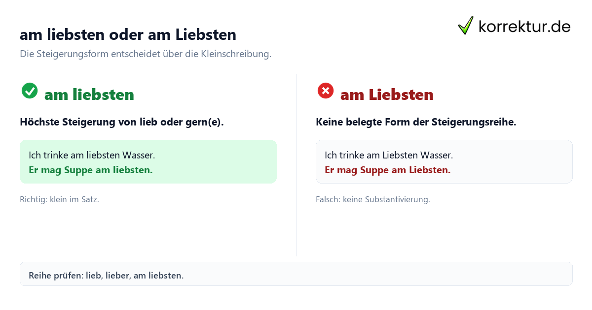 am liebsten oder am Liebsten am liebsten groß oder klein Schreibweise Vergleich