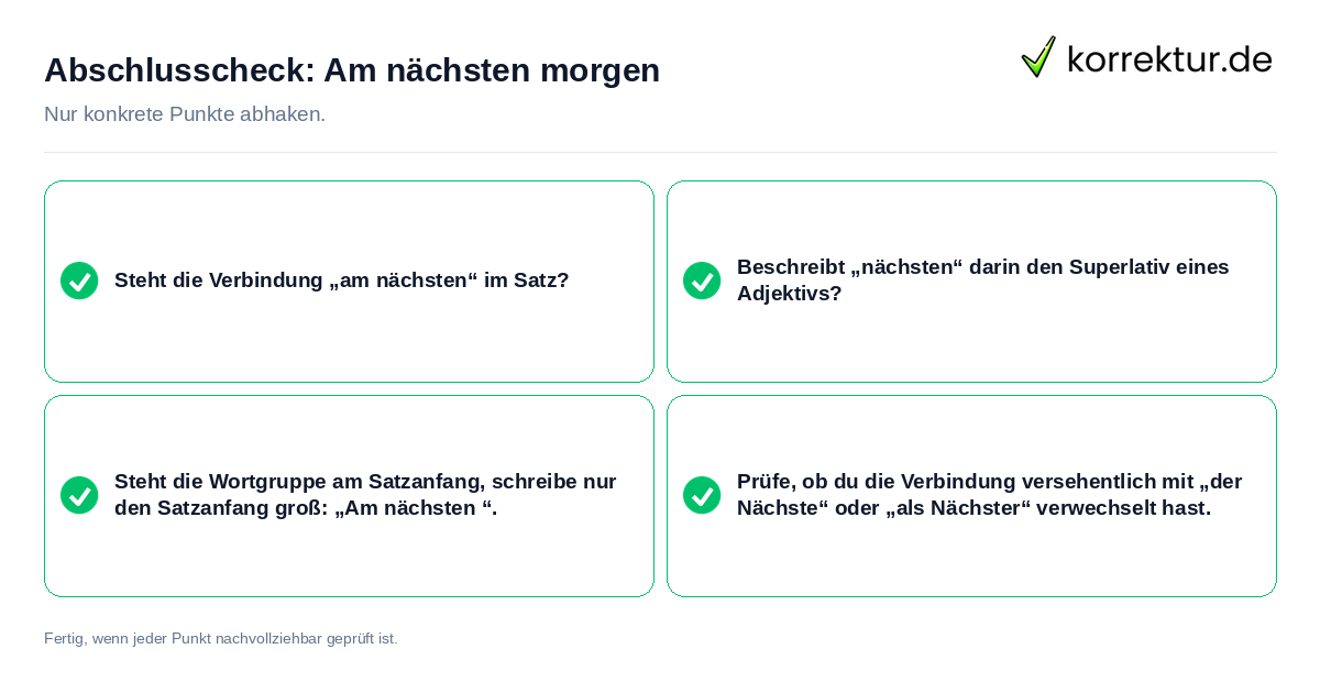 Konkreter Abschlusscheck zu Am nächsten morgen