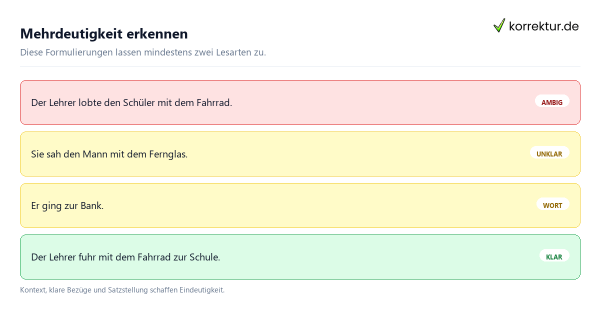 ambiguität Bedeutung mit Beispielen für mehrdeutige Sätze
