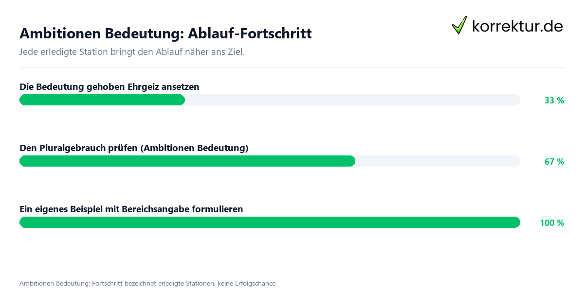 Fortschrittsbalken für die einzelnen Ablaufstationen zu Ambitionen Bedeutung