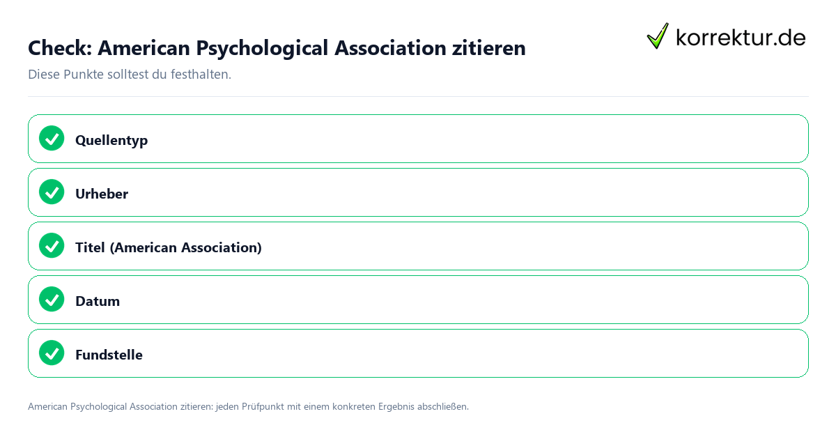 Check: American Psychological Association zitieren American Psychological Association zitieren mit einer themenspezifischen Checkliste