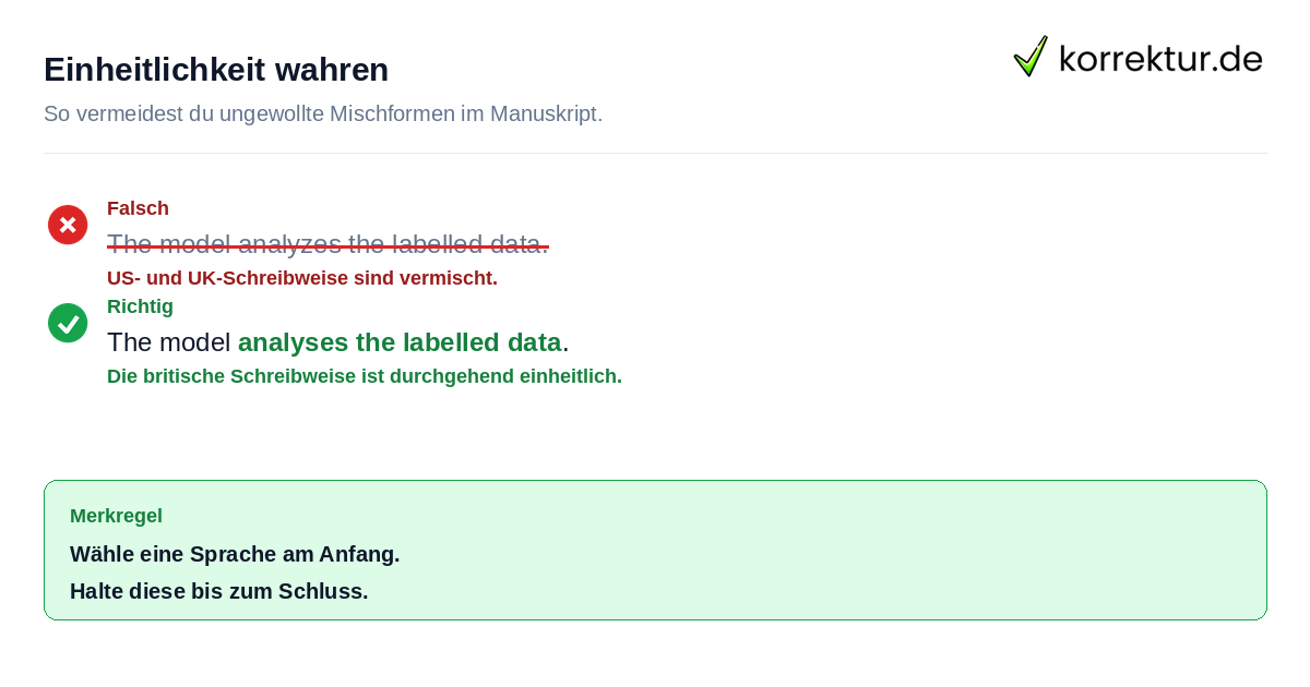 Fehlerhafte Mischung verschiedener englischer Schriftformen vermeiden