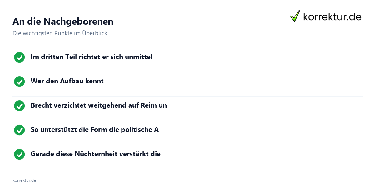 An die Nachgeborenen An die Nachgeborenen: Überblick