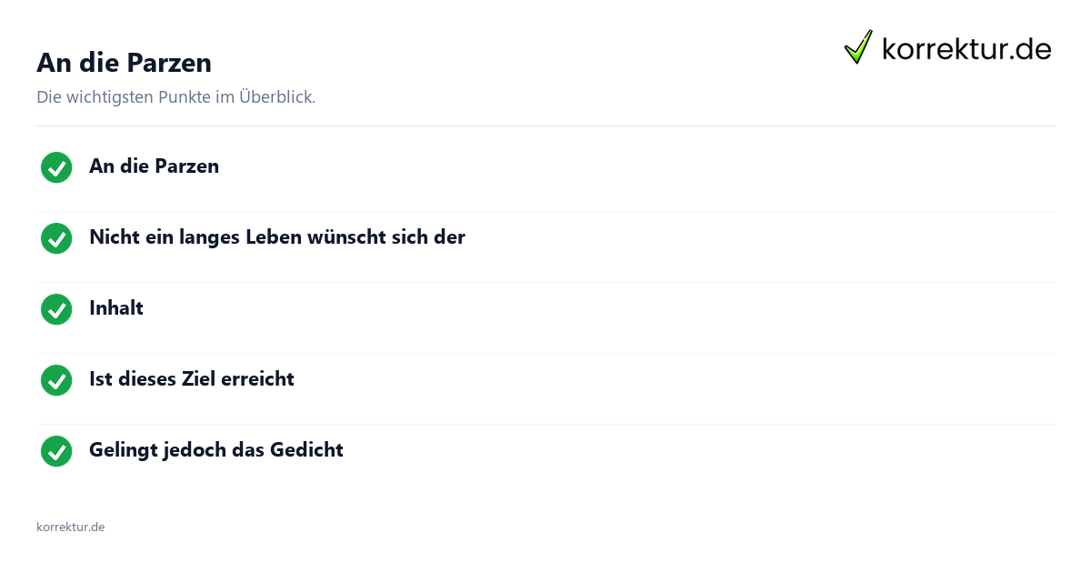 An die Parzen An die Parzen: Überblick
