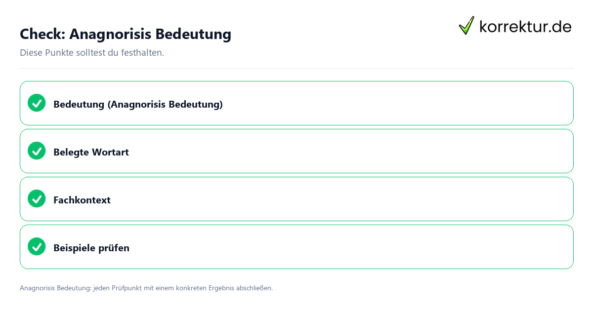 Anagnorisis Bedeutung mit einer themenspezifischen Checkliste