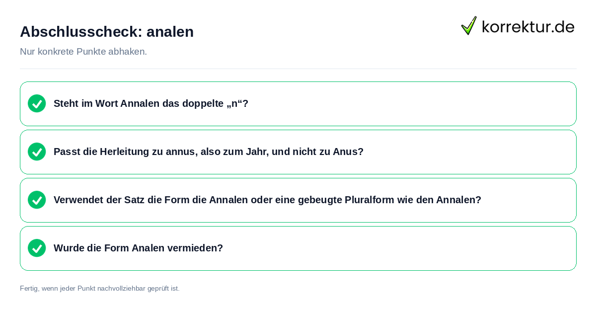 Konkreter Abschlusscheck zu analen