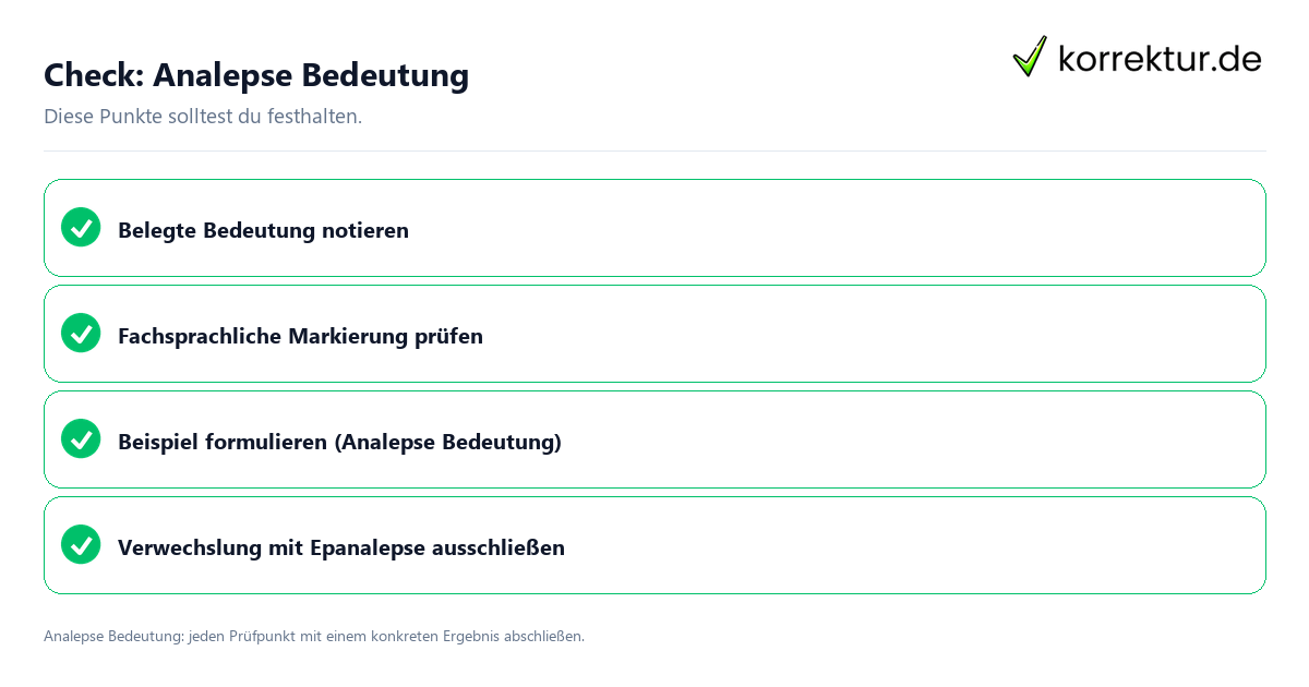 Check: Analepse Bedeutung Analepse Bedeutung mit einer themenspezifischen Checkliste