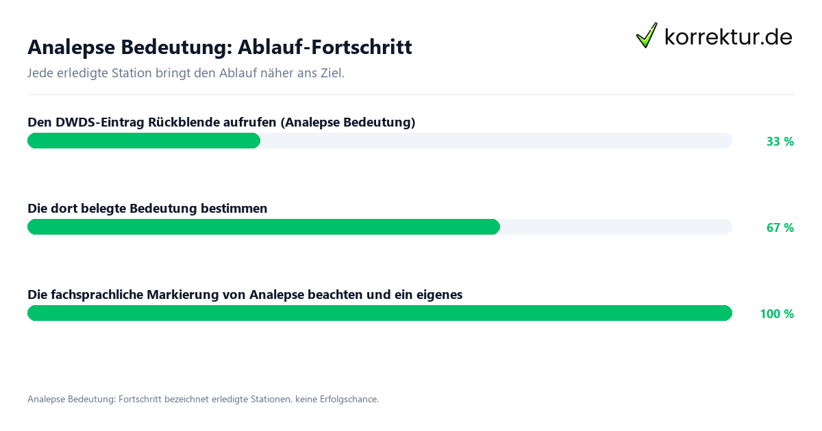 Analepse Bedeutung: Ablauf-Fortschritt Fortschrittsbalken für die einzelnen Ablaufstationen zu Analepse Bedeutung