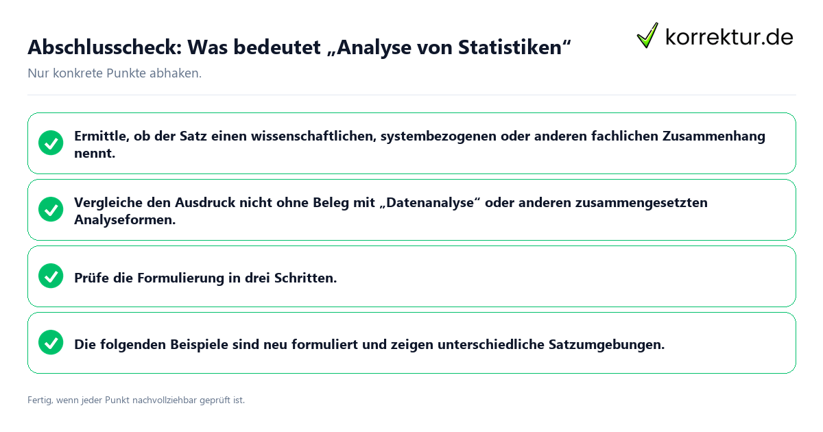 Konkreter Abschlusscheck zu Was bedeutet „Analyse von Statistiken“