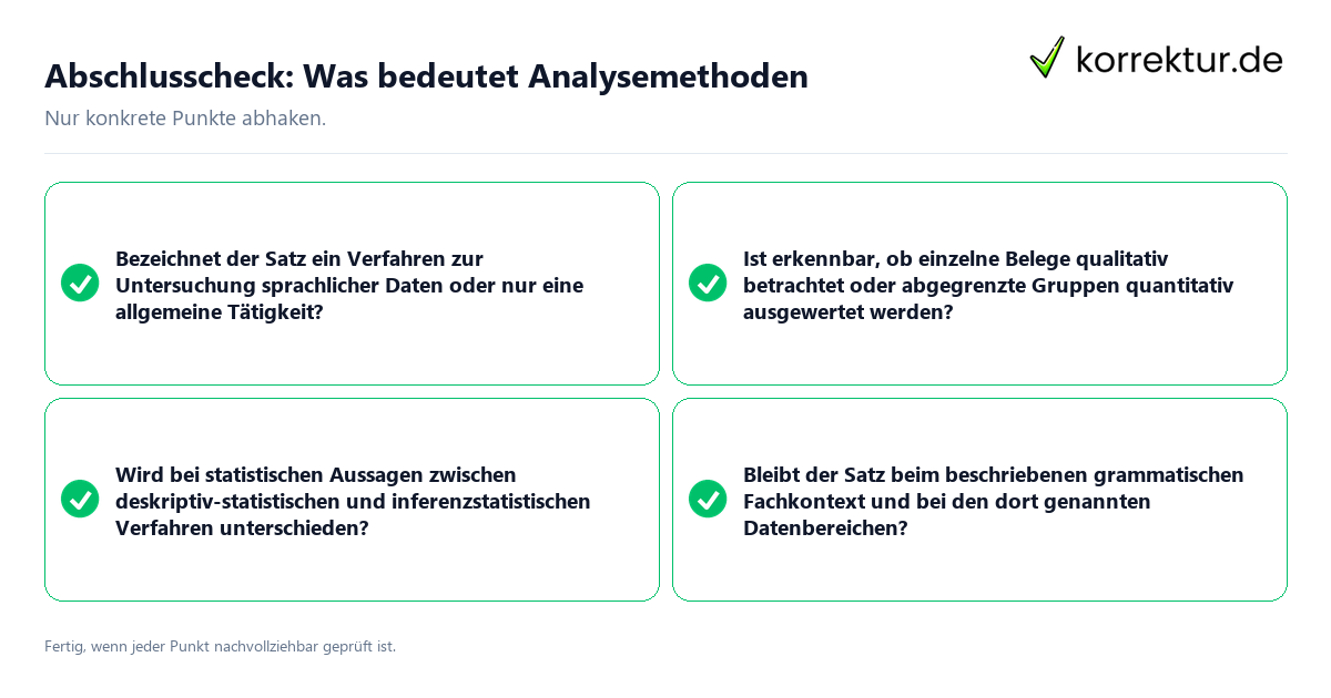 Konkreter Abschlusscheck zu Was bedeutet Analysemethoden