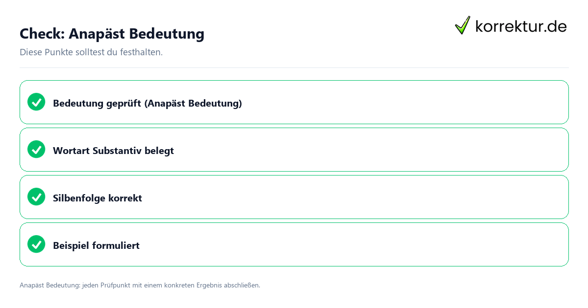 Anapäst Bedeutung mit einer themenspezifischen Checkliste