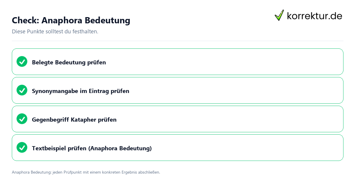 Anaphora Bedeutung mit einer themenspezifischen Checkliste
