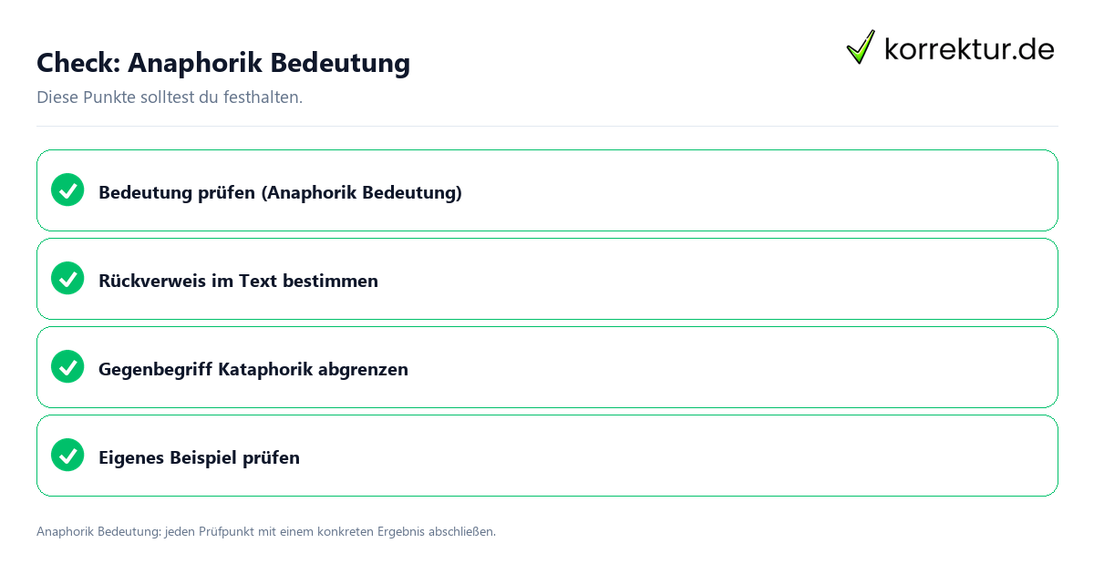 Anaphorik Bedeutung mit einer themenspezifischen Checkliste
