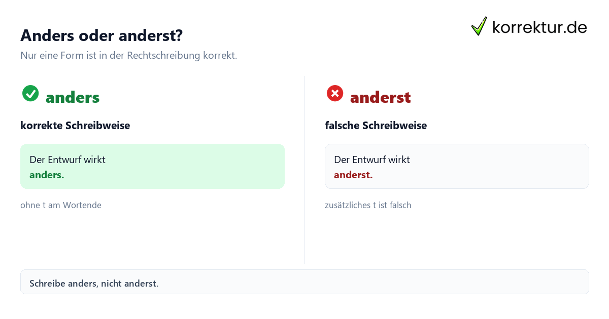Anders oder anderst? Anders oder anderst: Welche Schreibweise stimmt? Vergleich
