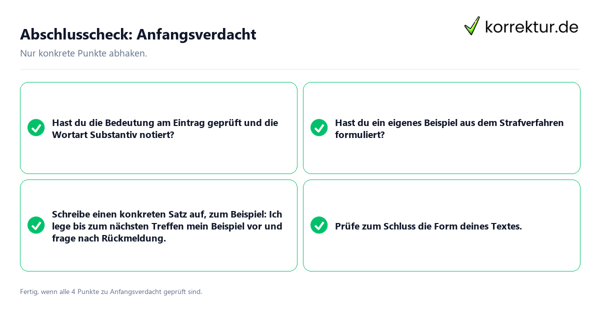 Konkreter Abschlusscheck zu Anfangsverdacht