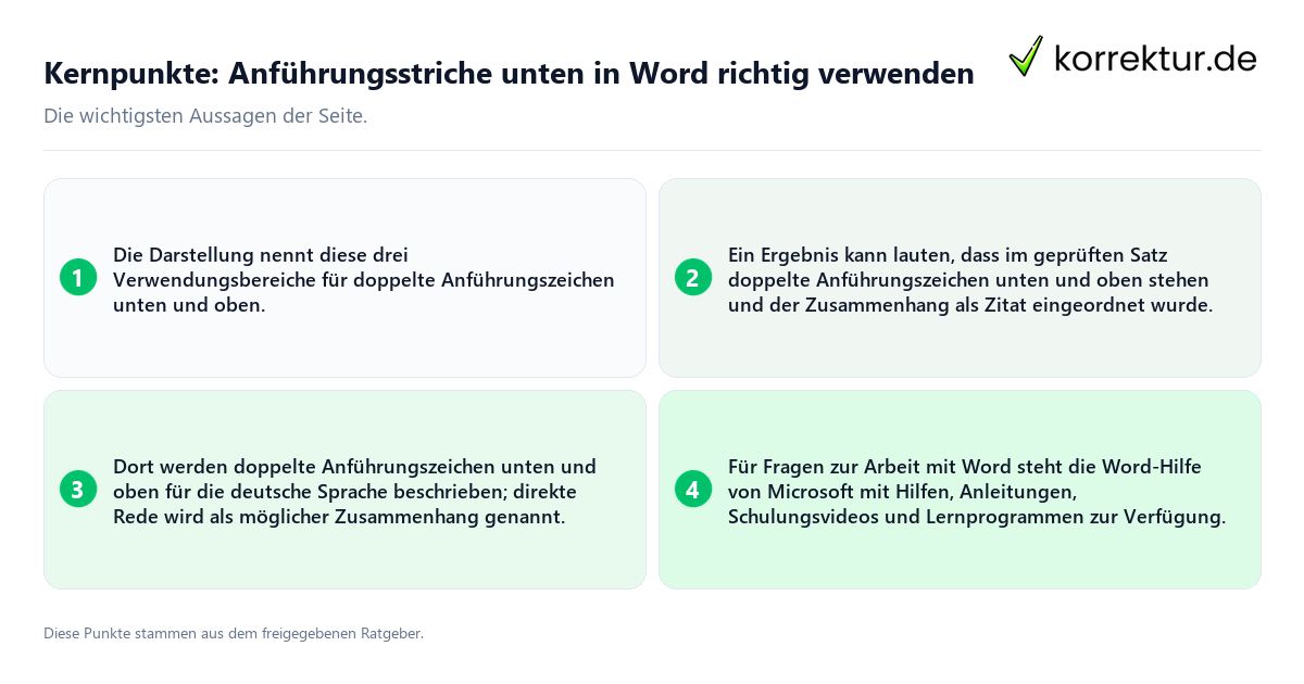 Konkrete Kernpunkte zu Anführungsstriche unten in Word richtig verwenden