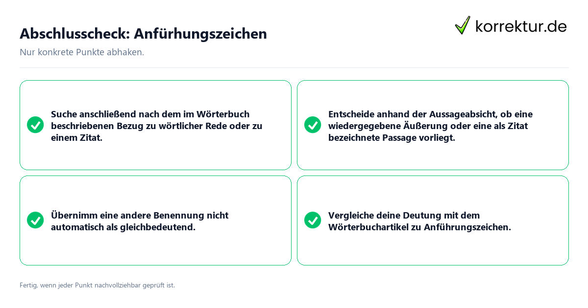 Abschlusscheck: Anfürhungszeichen Konkreter Abschlusscheck zu Anfürhungszeichen