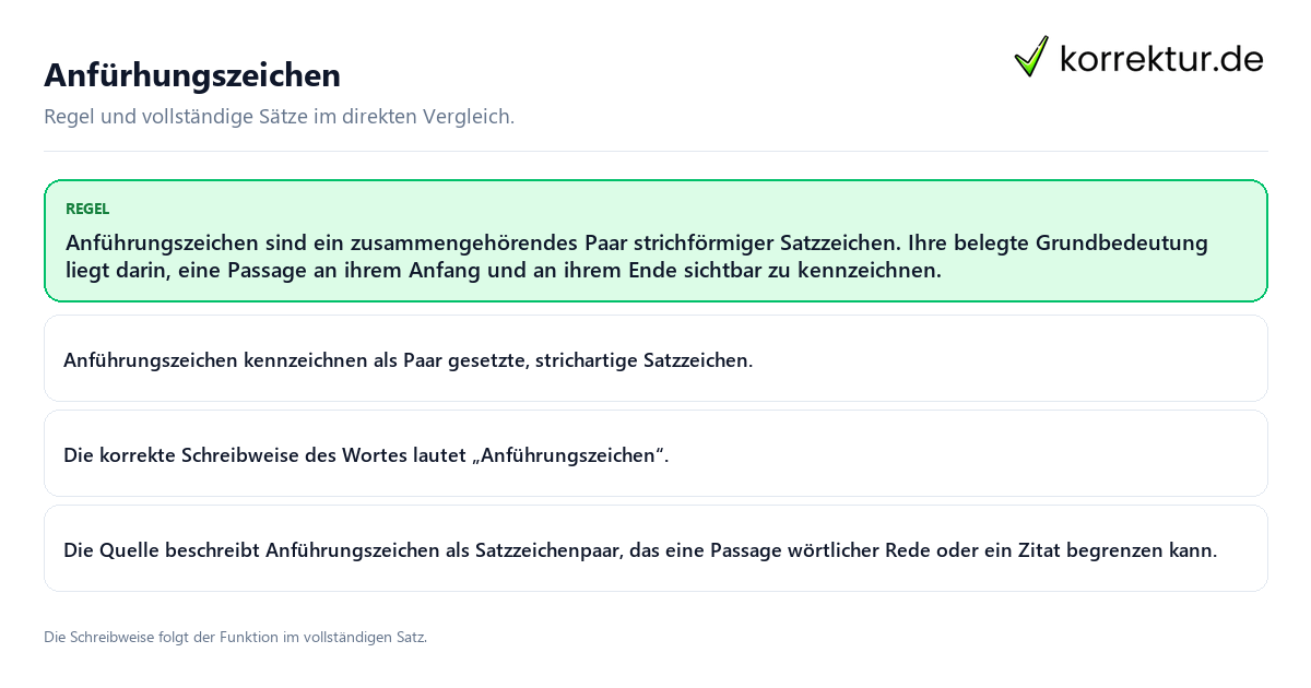 Anfürhungszeichen Konkrete Regel und vollständige Beispielsätze zu Anfürhungszeichen