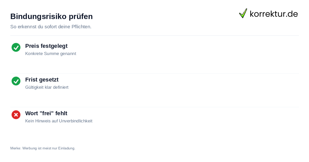 Checkliste: Wann bindet dein Angebot wirklich?