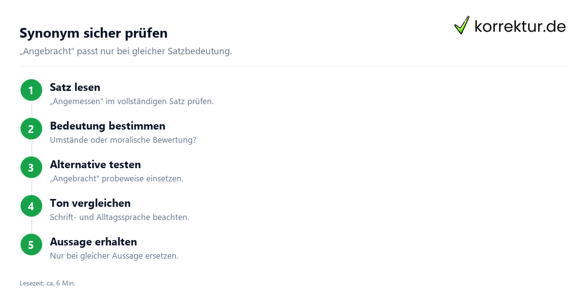 Synonym sicher prüfen Synonyme für „angemessen“ sicher auswählen: Bedeutung prüfen