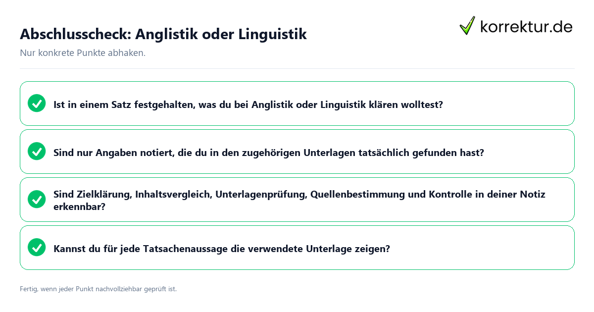 Konkreter Abschlusscheck zu Anglistik oder Linguistik