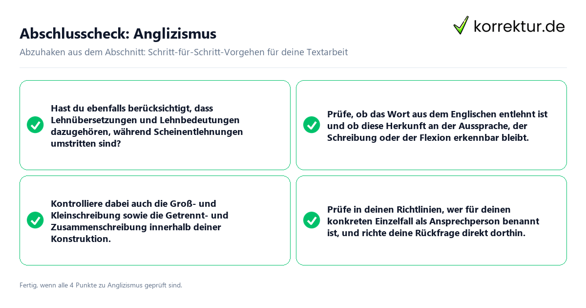 Konkreter Abschlusscheck zu Anglizismus