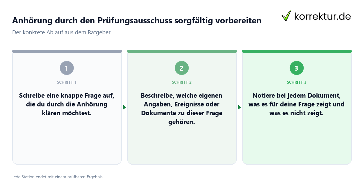 Anhörung durch den Prüfungsausschuss sorgfältig vorbereiten Konkrete Schritte zu Anhörung durch den Prüfungsausschuss sorgfältig vorbereiten