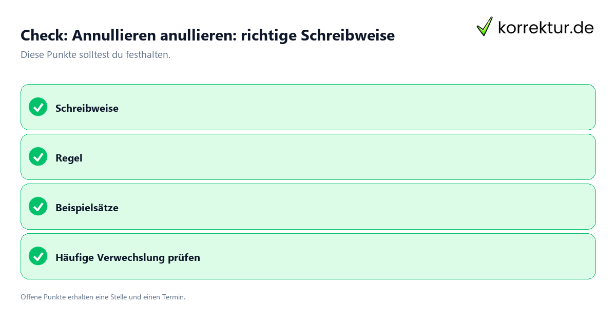 Annullieren anullieren: richtige Schreibweise mit Checkliste für Unterlagen und nächste Schritte