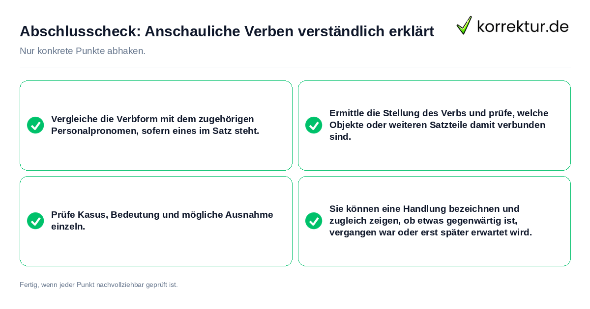 Abschlusscheck: Anschauliche Verben verständlich erklärt Konkreter Abschlusscheck zu Anschauliche Verben verständlich erklärt