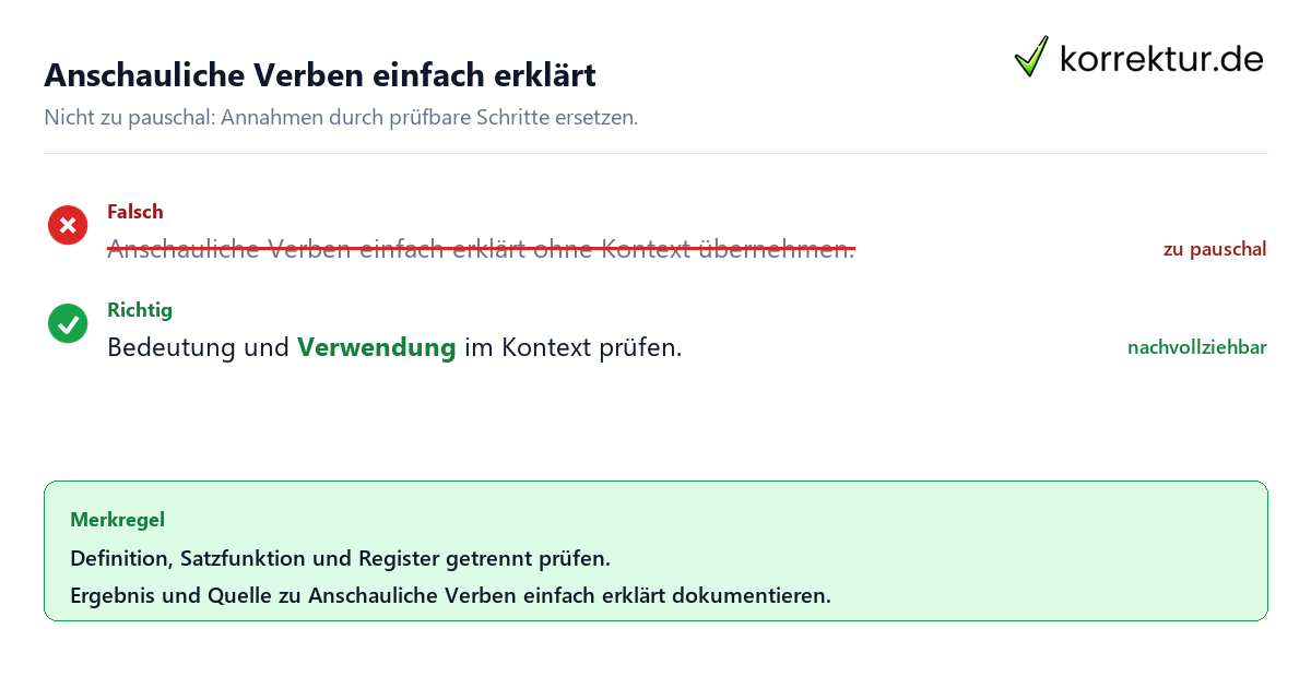 Anschauliche Verben einfach erklärt Ungeeignete und belastbare Vorgehensweise bei Anschauliche Verben einfach erklärt