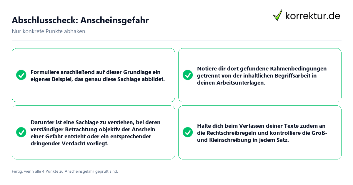 Abschlusscheck: Anscheinsgefahr Konkreter Abschlusscheck zu Anscheinsgefahr